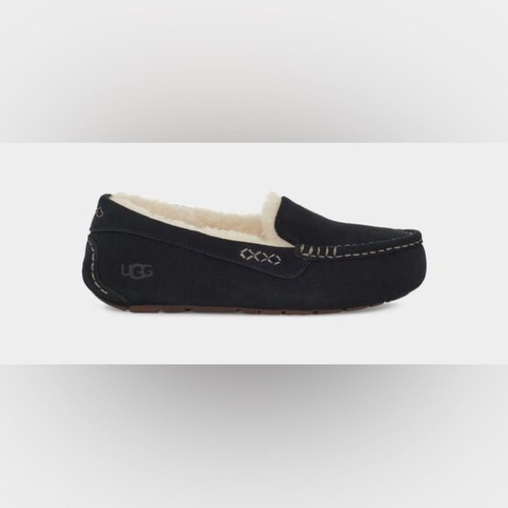 NIB NWT Ugg Sherpa Lined Ansley Slipper in Black Suede